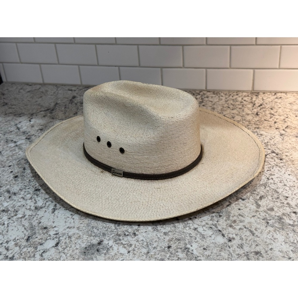 Atwood Kaycee 7X Palm Leaf Cowboy Hat Mens 7X Natural Good Western Ranch